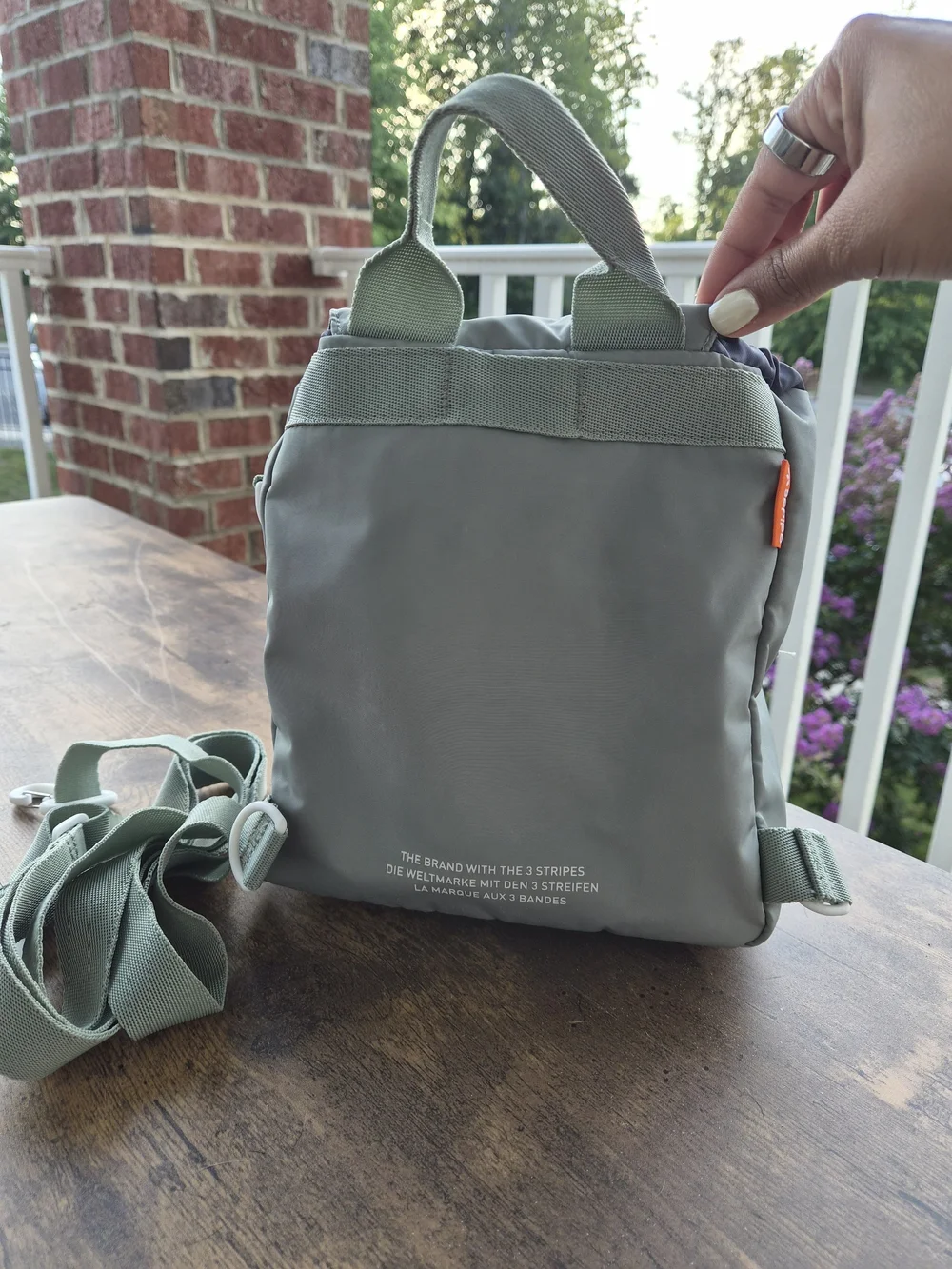 adidas Sage Green Bag with Orange Accent